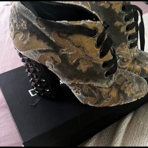 Dolce & Gabbana Gray and Gold Heeled Boots